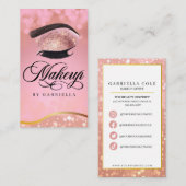 メークアップアーティストブラウアイラッシュピンクグリッター 名刺 (正面/裏面)