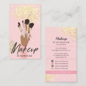 メークアップアーティスト美しいサロングラムピンクアンド金ゴールドプシ 名刺 (正面/裏面)