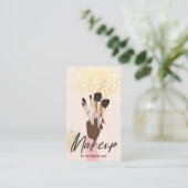 メークアップアーティスト美しいサロングラムピンク金ゴールドクリームブ 名刺 (スタンド正面)