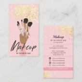 メークアップアーティスト美しいサロングラムピンク金ゴールドグリッター 名刺 (正面/裏面)