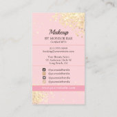 メークアップアーティスト美しいサロングラムピンク金ゴールドグリッター 名刺 (裏面)