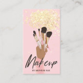 メークアップアーティスト美しいサロングラムピンク金ゴールドグリッター 名刺 (正面)