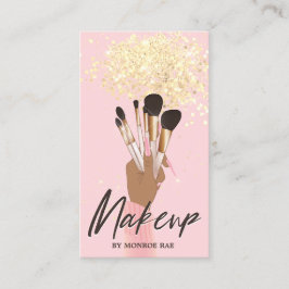 メークアップアーティスト美しいサロングラムピンク金ゴールドグリッター 名刺