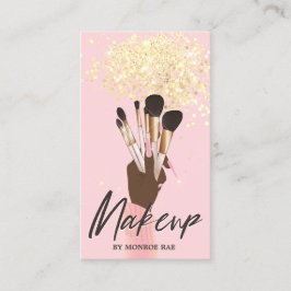 メークアップアーティスト美しいサロングラムピンク金ゴールドグリッター  名刺