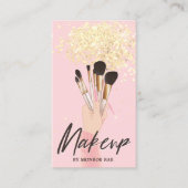 メークアップアーティスト美しいサロングラムピンク金ゴールドグリッター 名刺 (正面)