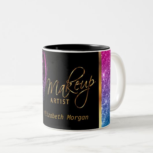 メークアーティストをガーリーグリッター ツートーンマグカップ (正面右)