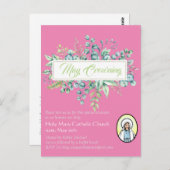 メークラウニング招待状ヴァージンメアリーカトリック招待状 ポストカード (正面/裏面)