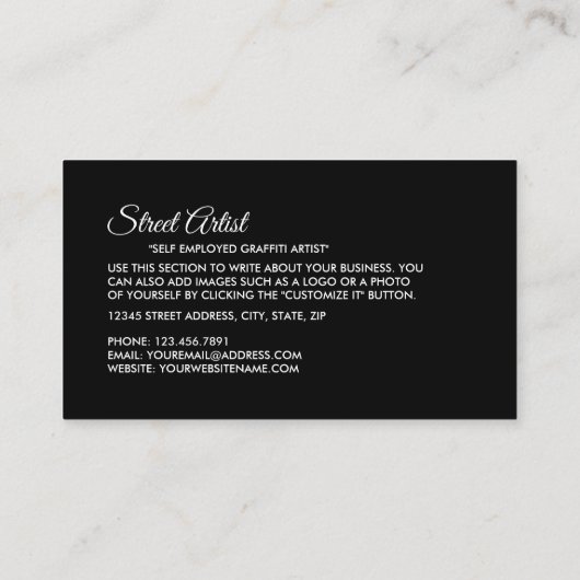 メーズトリップ（幻覚体験）のようなスクウェア、プロフェッショナルアーティスト 名刺 (裏面)