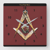 メーソニック精神(黄色) スクエア壁時計 (正面)