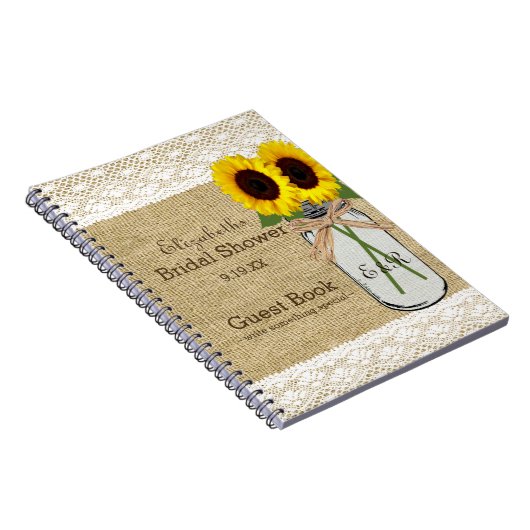 メーソンジャーおよびヒマワリのブライダルシャワーの来客名簿| ノートブック (右側)