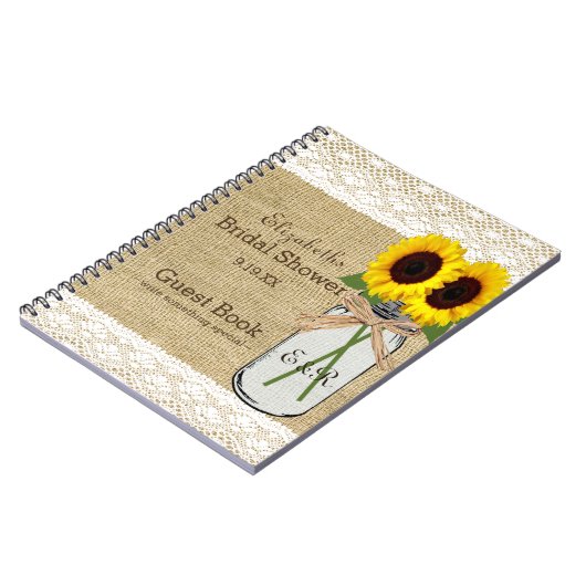 メーソンジャーおよびヒマワリのブライダルシャワーの来客名簿| ノートブック