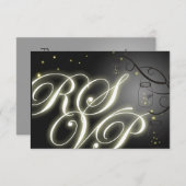メーソンジャーおよびホタルRSVP -白黒 出欠カード (正面/裏面)