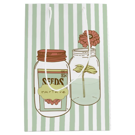 メーソンジャーおよび花のgiftbagを育てって下さい ミディアムペーパーバッグ (正面)