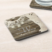 メーソンジャーのひもはヴィンテージの木のコースターをつけます コースター (左側)