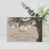 メーソンジャーのひもは木のヴィンテージRSVPをつけます 出欠カード (スタンド正面)