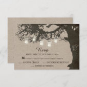 メーソンジャーのひもは木のヴィンテージRSVPをつけます 出欠カード (正面/裏面)