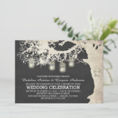 メーソンジャーのひもは木の黒板の結婚式をつけます 招待状 (スタンド正面)