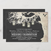 メーソンジャーのひもは木の黒板の結婚式をつけます 招待状 (正面/裏面)