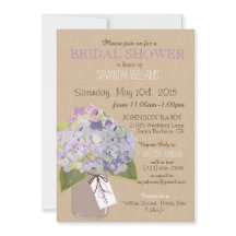 メーソンジャーのアジサイの素朴なブライダルシャワー