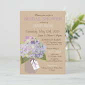 メーソンジャーのアジサイの素朴なブライダルシャワー 招待状 (スタンド正面)