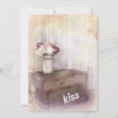 メーソンジャーのキスの木製の素朴な国の結婚式の招待 招待状 (裏面)