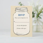 メーソンジャーのスタイル2結婚RSVP -青 出欠カード (スタンド正面)