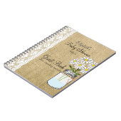 メーソンジャーのバーラップの白いレースのベビーシャワーの来客名簿 ノートブック (左側)