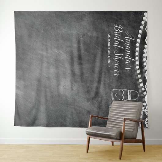 メーソンジャーのブライダルシャワーの写真ブースの背景幕 タペストリー (インサイチュ(横))