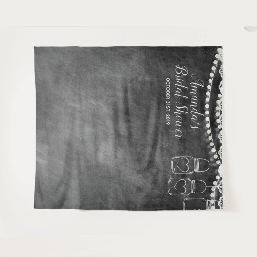 メーソンジャーのブライダルシャワーの写真ブースの背景幕 タペストリー (正面(横))