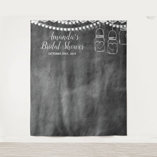 メーソンジャーのブライダルシャワーの写真ブースの背景幕 タペストリー (正面)