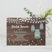 メーソンジャーのブライダルシャワーの招待。 ターコイズ 招待状 (スタンド正面)