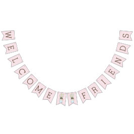 メーソンジャーのベビーシャワーが付いているピンクおよび白のストライプ バンティングフラッグ