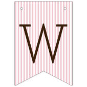 メーソンジャーのベビーシャワーが付いているピンクおよび白のストライプ バンティングフラッグ (第1の旗)