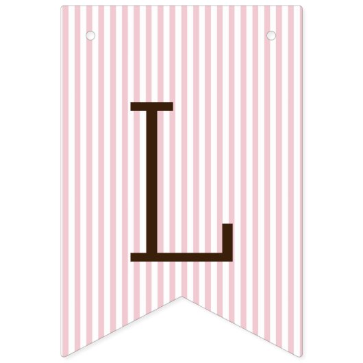 メーソンジャーのベビーシャワーが付いているピンクおよび白のストライプ バンティングフラッグ (第3の旗)