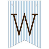 メーソンジャーのベビーシャワーが付いている青および白のストライプ バンティングフラッグ (第1の旗)