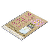 メーソンジャーのベビーシャワーの来客名簿のピンクの花 ノートブック (左側)