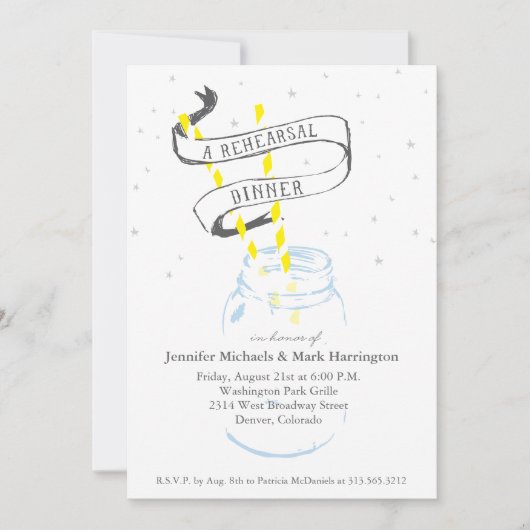 メーソンジャーのリハーサルの夕食の招待の星明かりの夜 招待状 (正面)