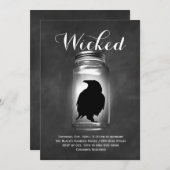 メーソンジャーのワタリガラスのハロウィンの衣裳のパーティー 招待状 (正面/裏面)