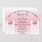 メーソンジャーの一口は女の赤ちゃんの招待状を見、 招待状 (正面/裏面)