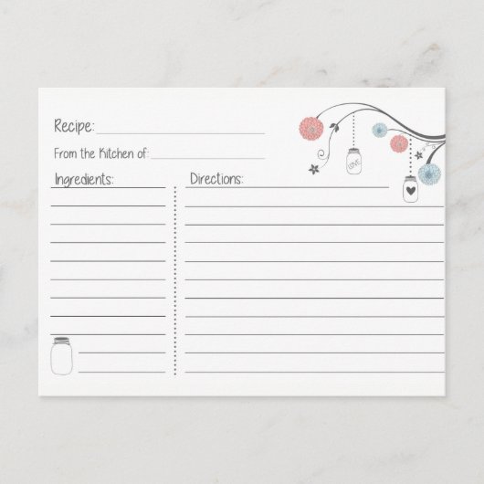 メーソンジャーの木のレシピカード インビテーションポストカード (正面)