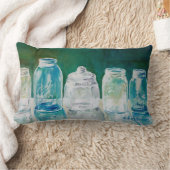 メーソンジャーの水彩画のLumbarの枕 ランバークッション (ブランケット)