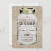 メーソンジャーの素朴なヴィンテージの一見のリハーサルの夕食 招待状 (正面)