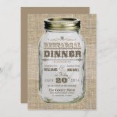メーソンジャーの素朴なヴィンテージの一見のリハーサルの夕食 招待状 (正面/裏面)
