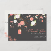 メーソンジャーの結婚式はカード珊瑚および灰色感謝していしています サンキューカード (正面/裏面)