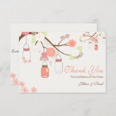 メーソンジャーの結婚式はカード珊瑚および白感謝していしています サンキューカード (正面/裏面)