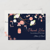 メーソンジャーの結婚式はカード珊瑚および青感謝していしています サンキューカード (正面/裏面)