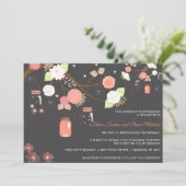 メーソンジャーの結婚式招待状-珊瑚、灰色ライム 招待状 (スタンド正面)