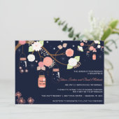 メーソンジャーの結婚式招待状-珊瑚、青いライム 招待状 (スタンド正面)