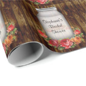 メーソンジャーの花のリースのブライダルシャワー ラッピングペーパー (ロールコーナー)