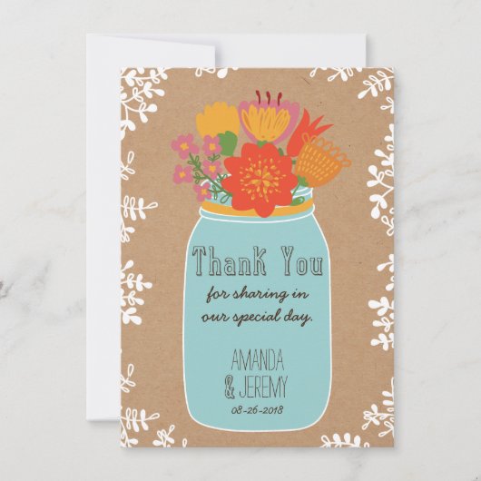 メーソンジャーの花の技術の紙は写真感謝していしています サンキューカード (正面)